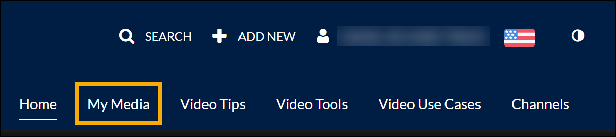 Figure 1: My Media link displaying on the upper right of the page