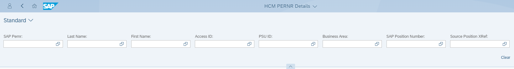 The HCM PERNR Details Report screen.