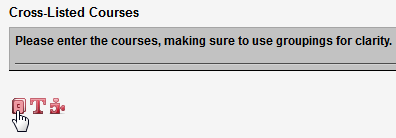 Screen capture of cross-listed courses portion of additional course information screen.