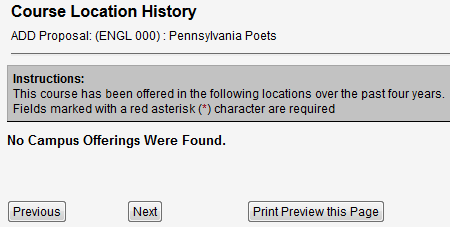 Screen capture of course location history screen.