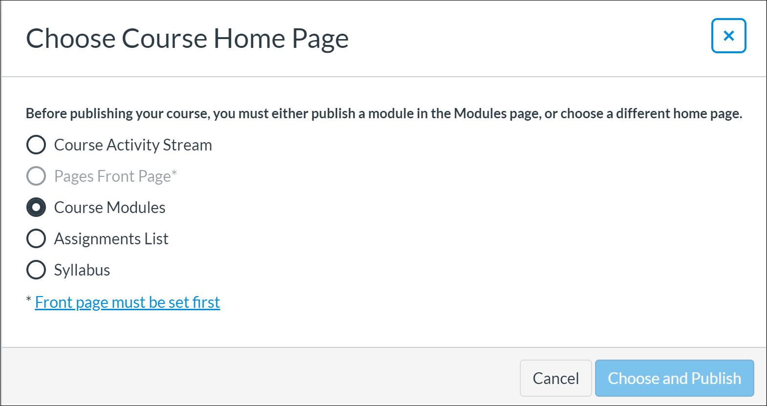 Choose the home page for your Pride.