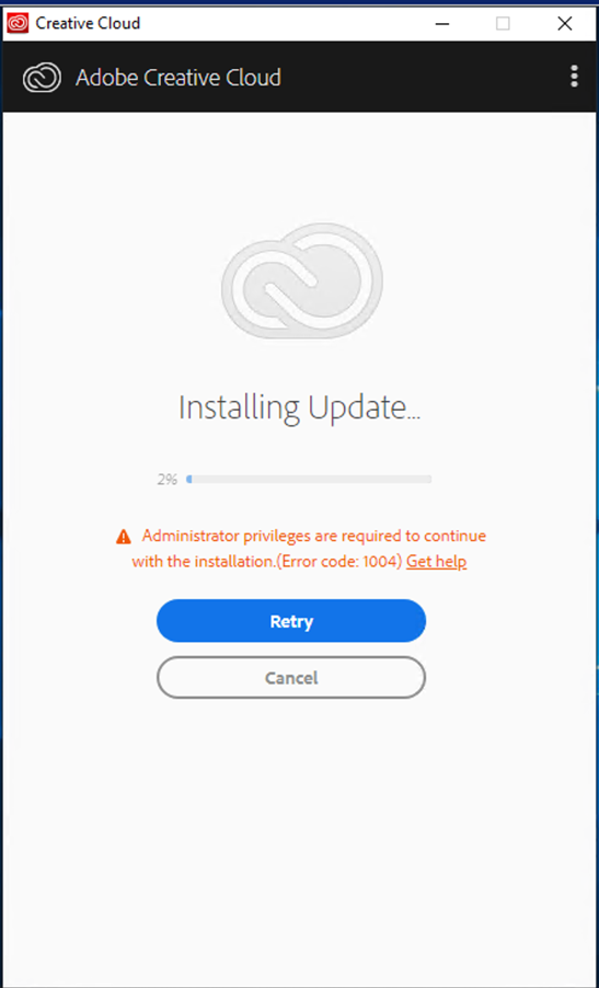 Installing Update error message