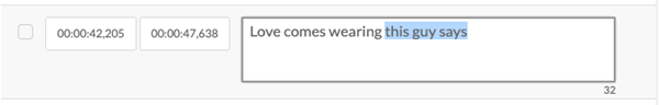 A caption in the process of being edited.