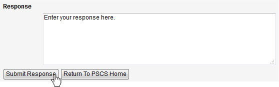 Screen capture of Response text area and Submit Response button.