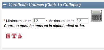 Screen capture of Minimum Units and Maximum Units fields.