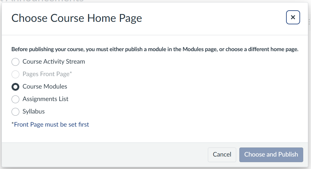 Choose the home page for your Pride.