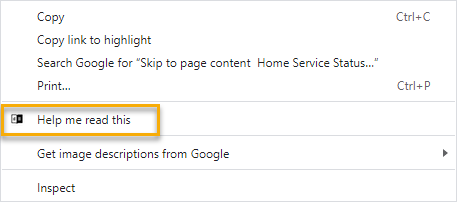 Select Help me read this.