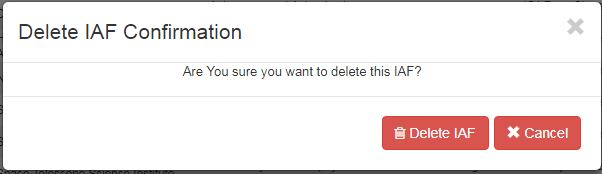 Delete IAF Confirmation modal.