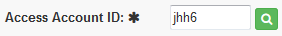 Access Account ID field with green magnifying glass lookup icon.