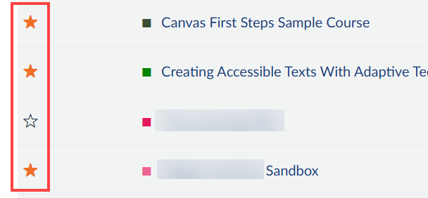 Click the star to add the course to the Courses menu.