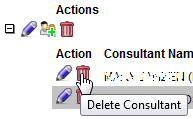 Screen capture of Delete Consultant icon next to a name.