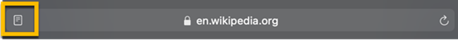 The reader button appears at the left end of the search field in the Safari browser if the Reader is compatible with the webpage that is displayed.