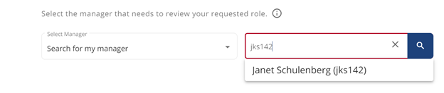 Search for my manager text entry field and dropdown