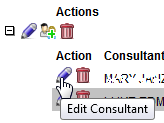 Screen capture of Edit Consultant icon next to a name.