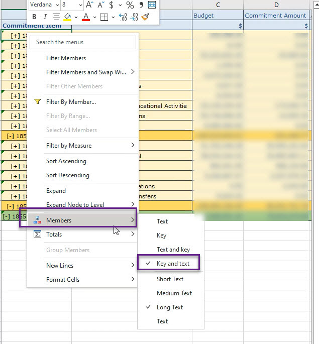 screenshot of right-click menu showing the members menu