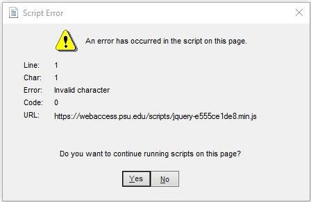 Script Error - An error has occurred in the script on this page.