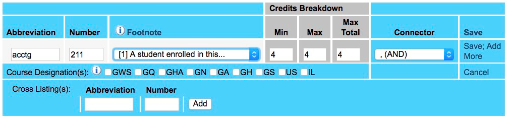 Screen capture of Abbreviation and Number fields.