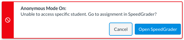 Click Open SpeedGrader in the pop up