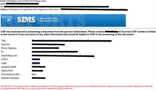 Notification of Log Match Email.