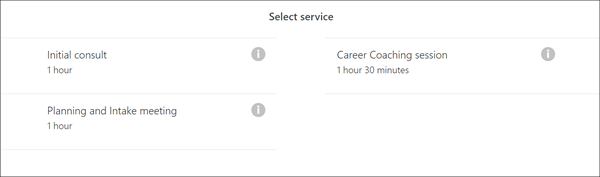 Select the type of service