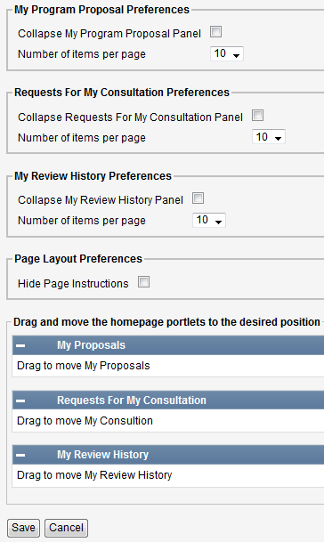Screen capture of User Preferences screen.