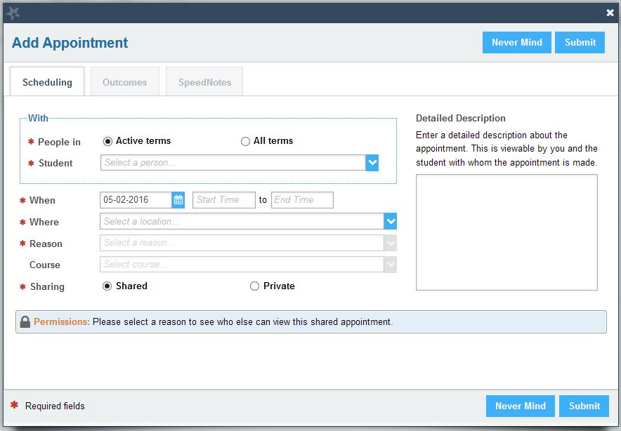 Add appointment screen