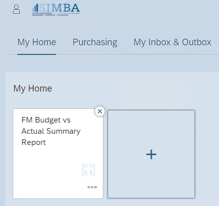 Screenshot of SIMBA My Home Tile Group