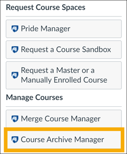 Course Archive Manager button