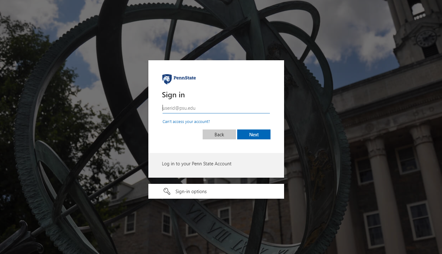 Screenshot of next login