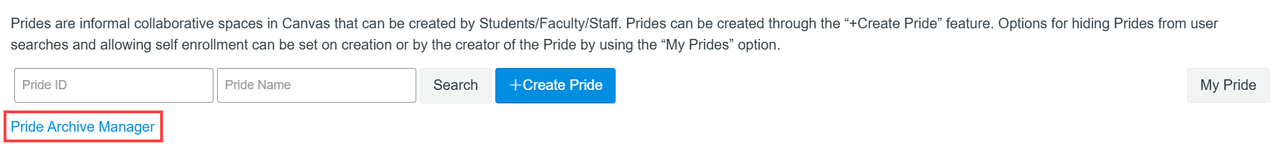 Pride Archive Manager button