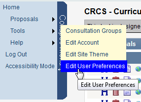 Screen capture of pop-up Tools menu with Edit User Preferences selected.