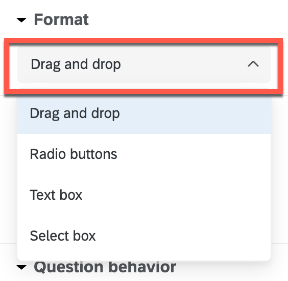 Select the method for ranking the items.