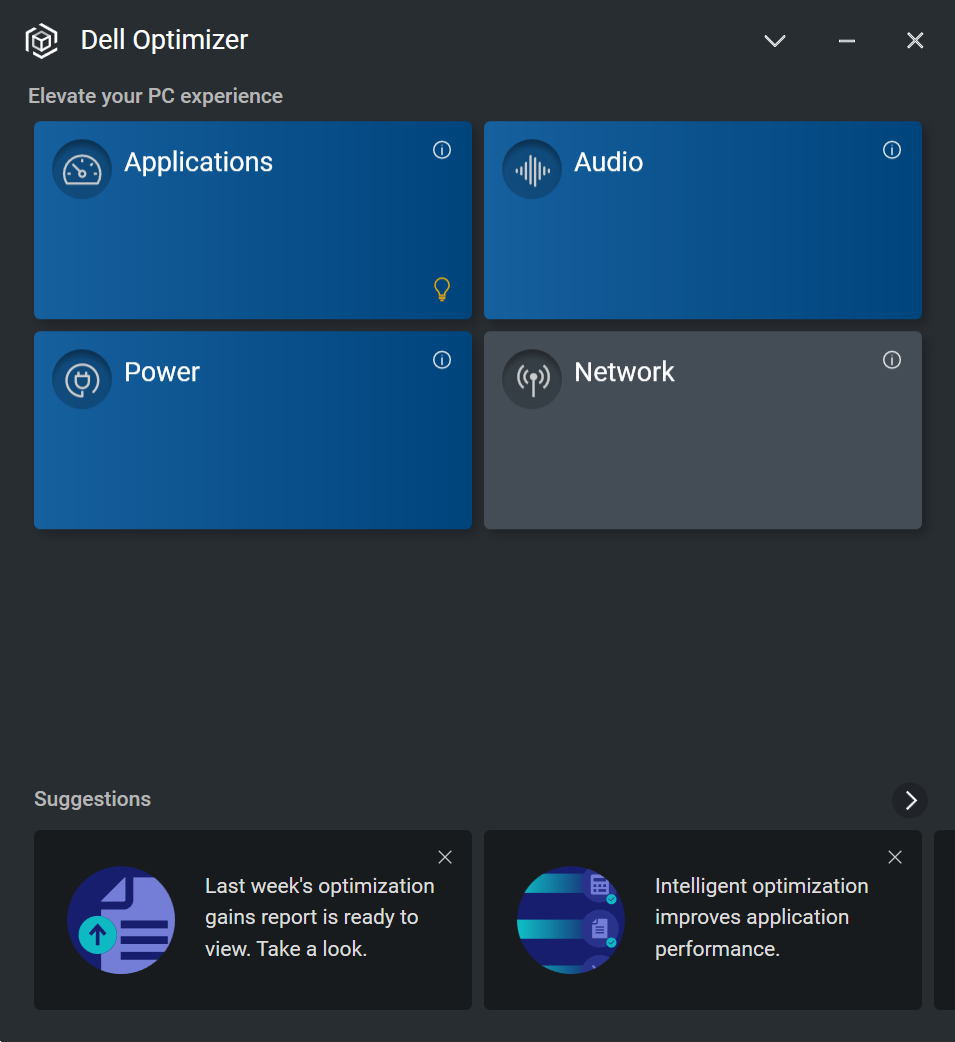 Dell Optimizer Software Main Window