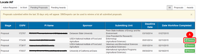 Pending Proposal tab with green Revise Button option.