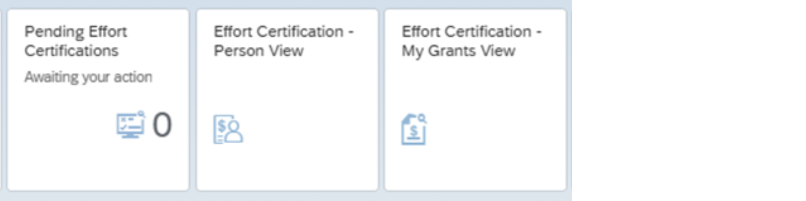 Effort Certification tiles supporting search