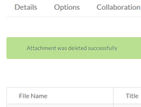 The green confirmation bar for a deleted attachment.