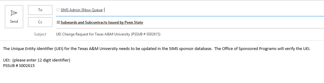 UEI Email Template