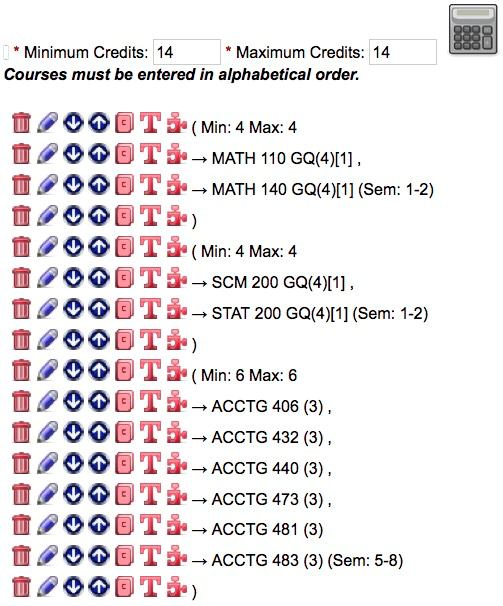 Screen capture of Additional Courses form.