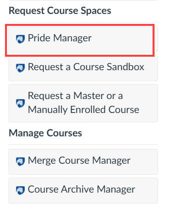 Click the Pride Manager button at the right.
