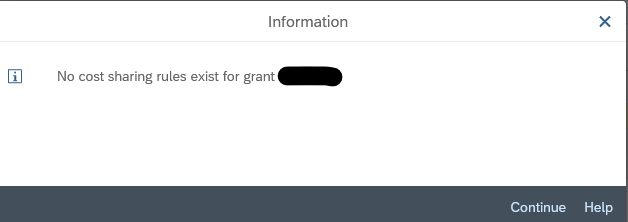 No Cost Sharing Rules Exist for Grant