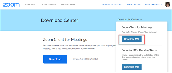 Click the download button under Zoom Cloud for Meetings