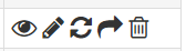 Actions menu showing icons to view, edit, replace, move, and delete the document.