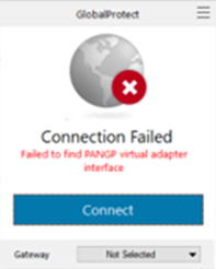 Connection Failed - Failed to find the PANGP virtual adapter interface.png