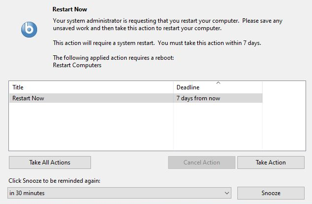 Image of Restart Now Pop Notification