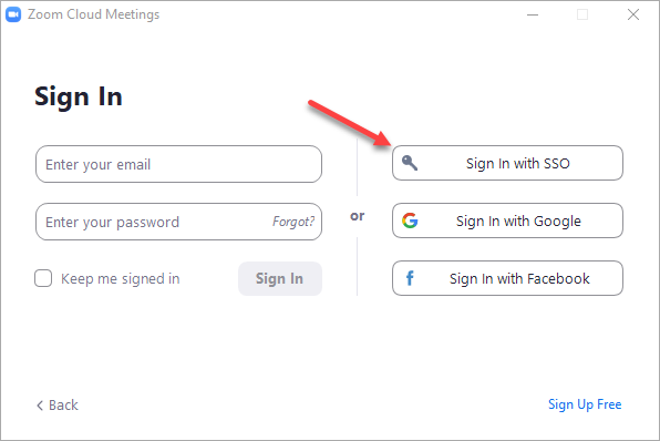 Click Sign in with SSO