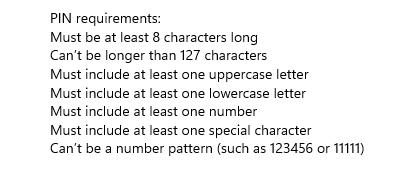 PIN Requirements