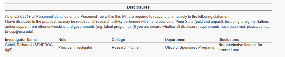 Disclosures section with "Non-exclusive license for internal use" indicated for Foreground IP.