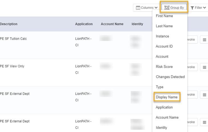 Opening the Group By menu allows you to group the line items on several criteria.