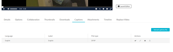 The available caption transcripts for a media file. 