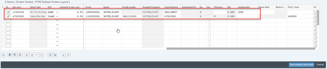 line item entry fields